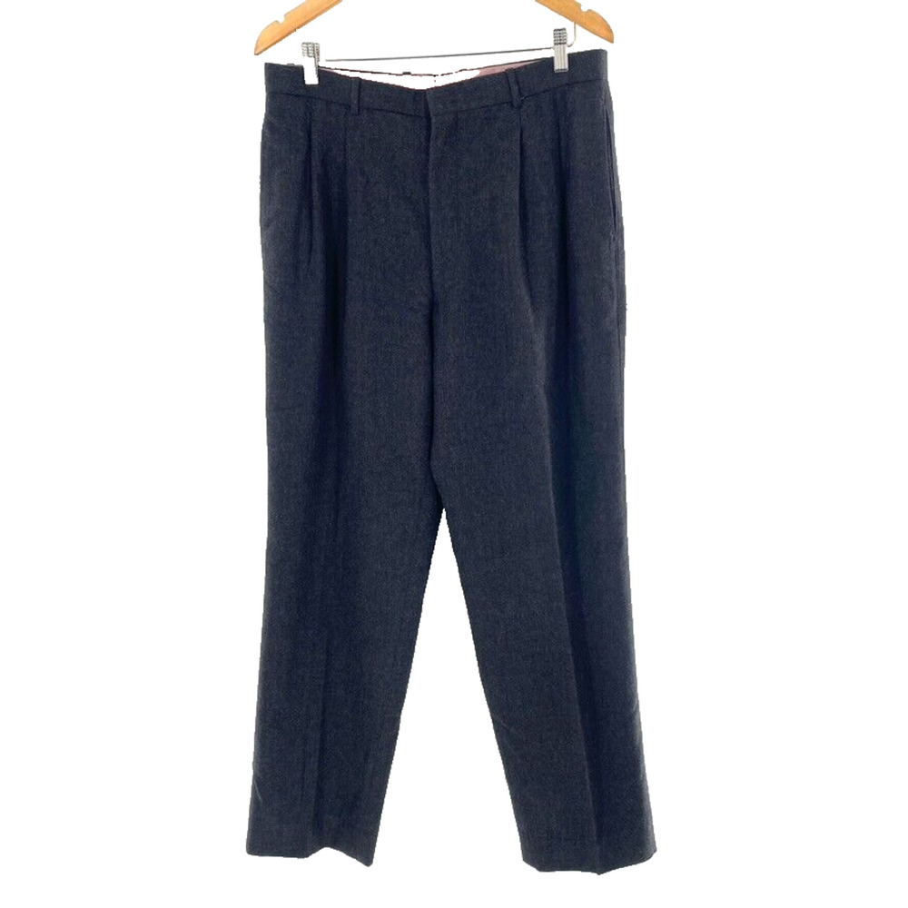 VTG Tattersall‎ LTD Wool Dress Pants Mens Sz 36 Charcoal Grey Pleated Academia